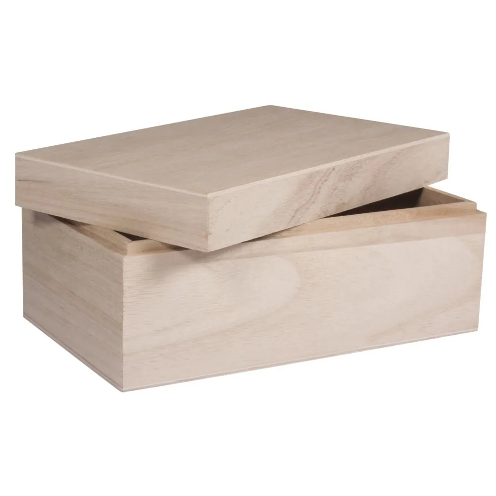 Rayher caja de madera natural con tapa corredera