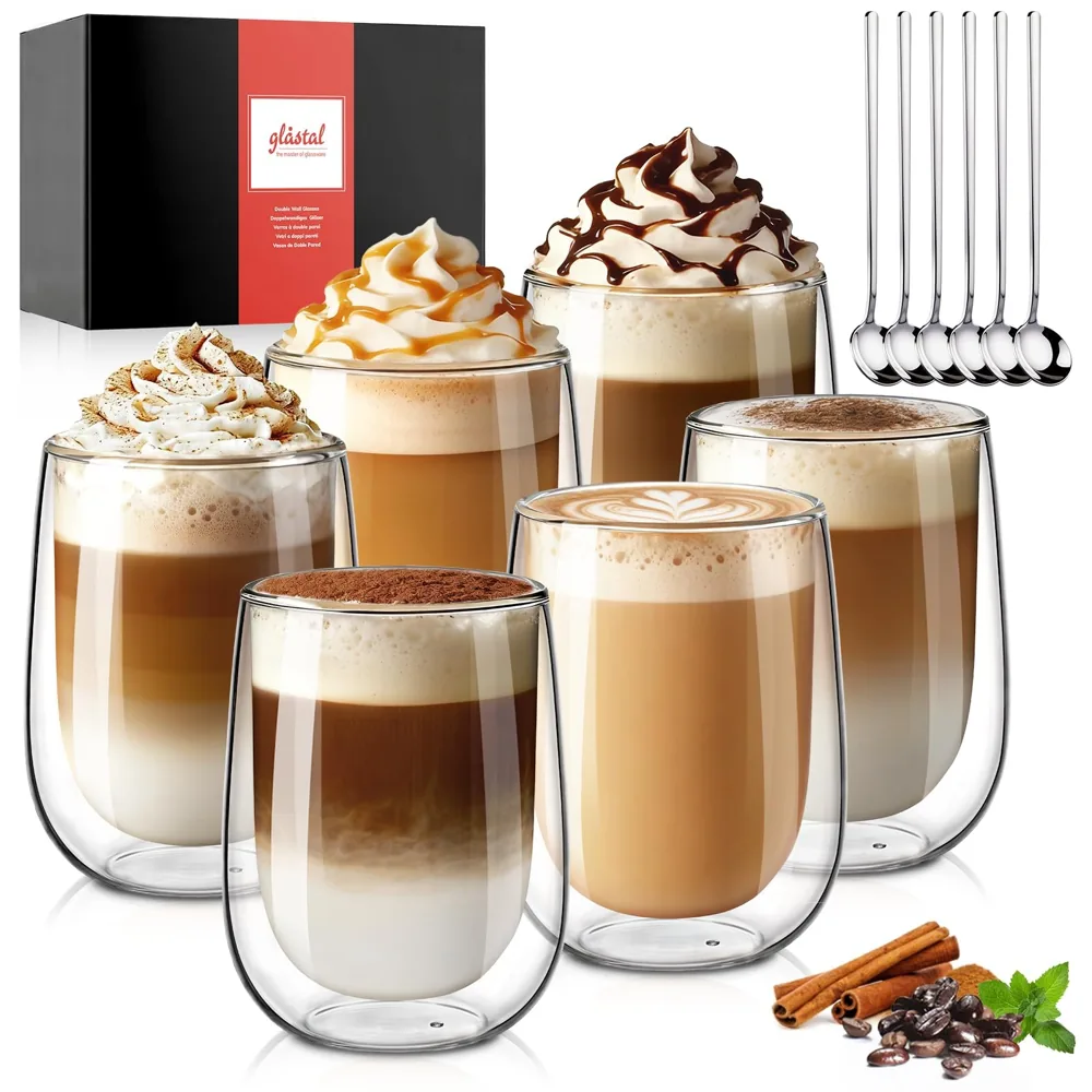 glastal 6 tazas de cristal de doble pared (350 ml)
