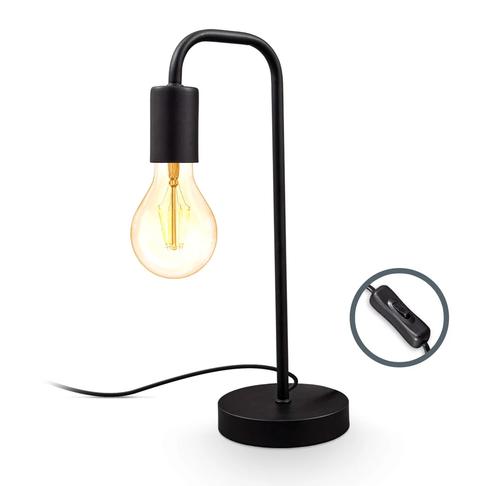 B.K.Licht lámpara de mesa retro de metal negro