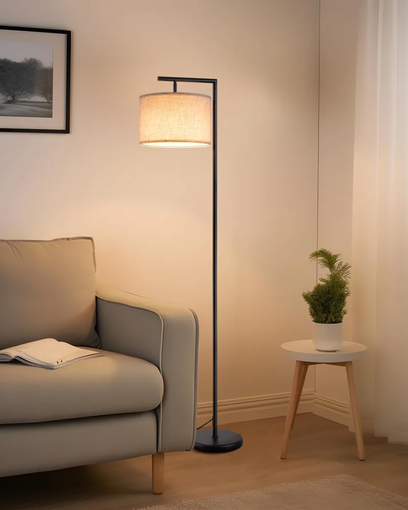 EDISHINE lámpara de pie de arco con pantalla de lino