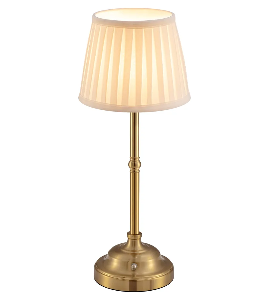 VISDANFO lámpara de mesa inalámbrica vintage con pantalla plisada