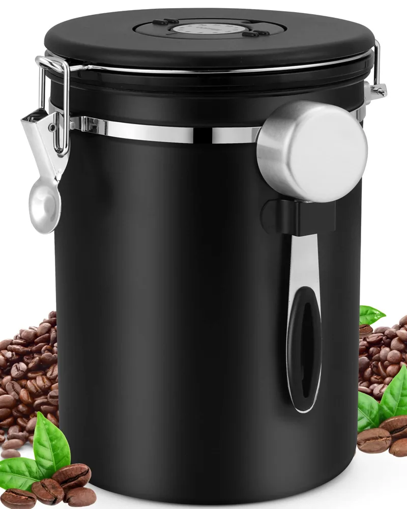 ZWOOS bote de café hermético de acero para 1 kg con válvula